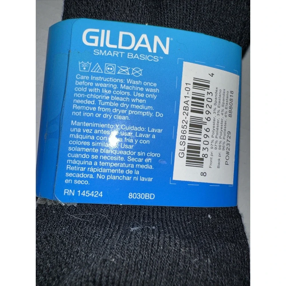 Gildan Smart Basics Boys Game Socks 2 Pair Pack Grey Black Shoe Size 3-9 GP2BC